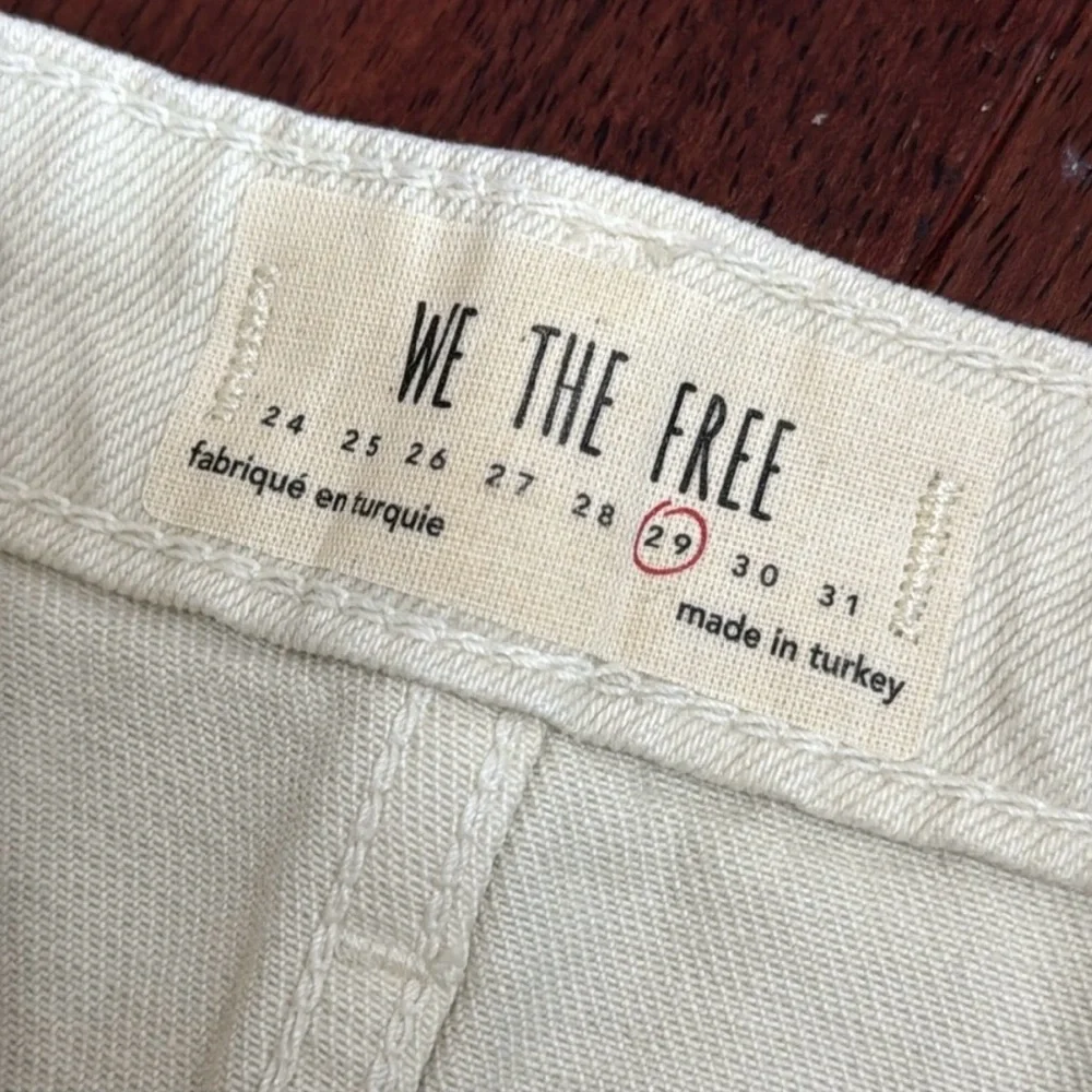 NWT Free People Button Front Distressed Cream/White Denim Skirt - Picture 3 of 6